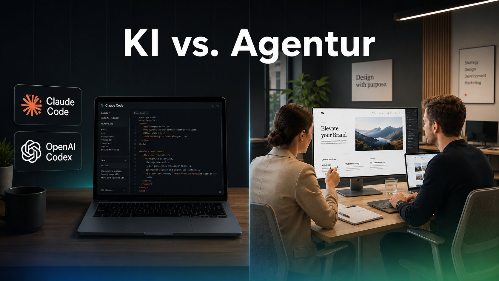 KI-Tools wie Claude Code und Vibe Coding vs. webdesign Agentur